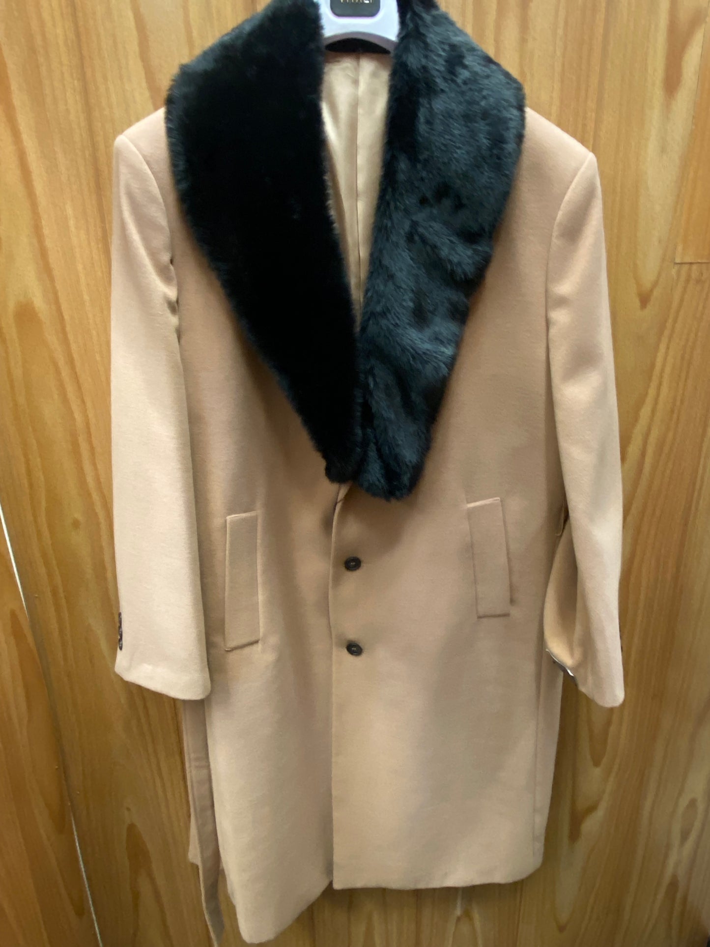 Vella Camel V7010 Fur Collar Overcoat/Topcoat