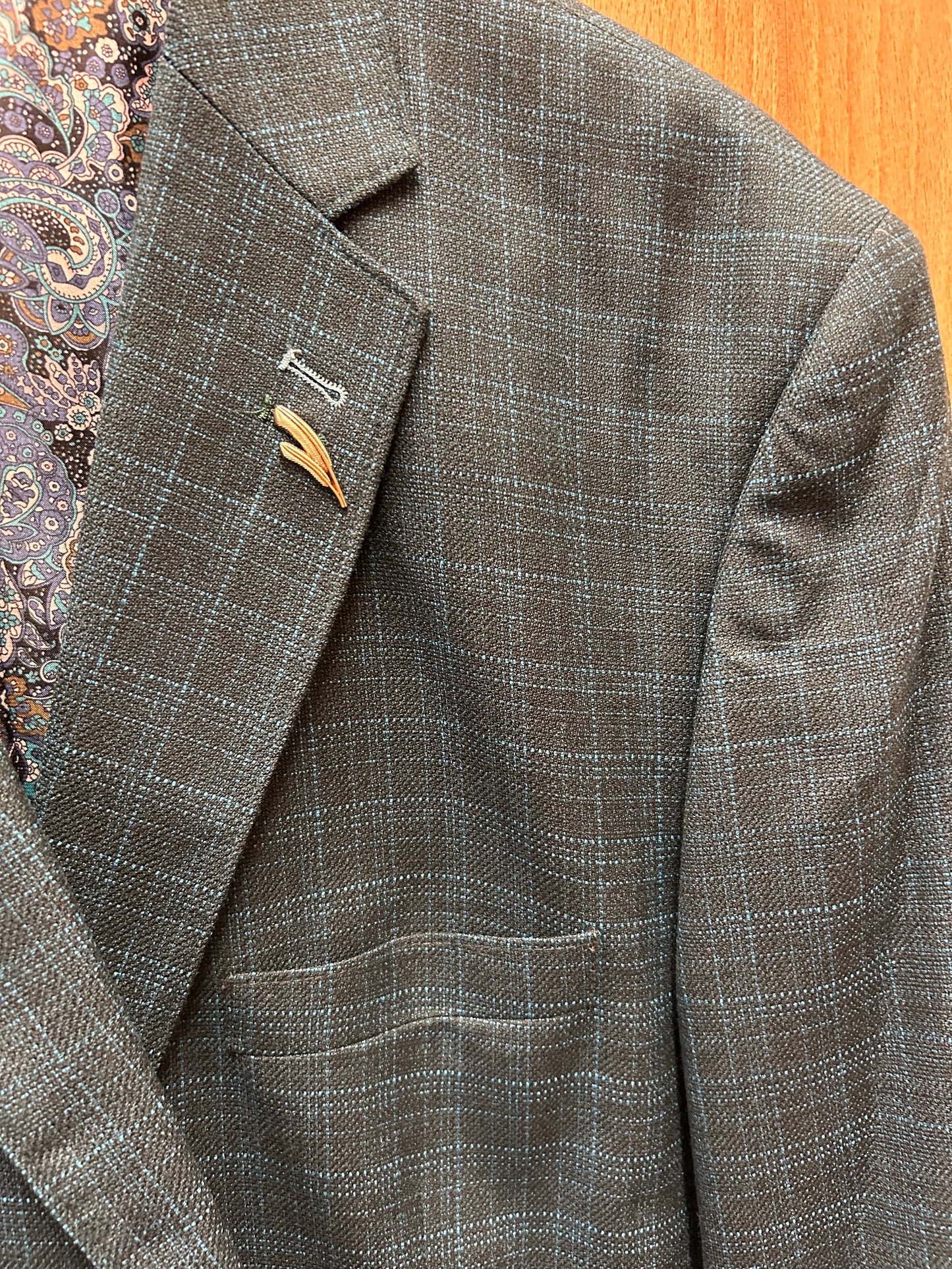 Needle & Stitch NS2N-107 Teal Glen Plaid 2-Button Blazer