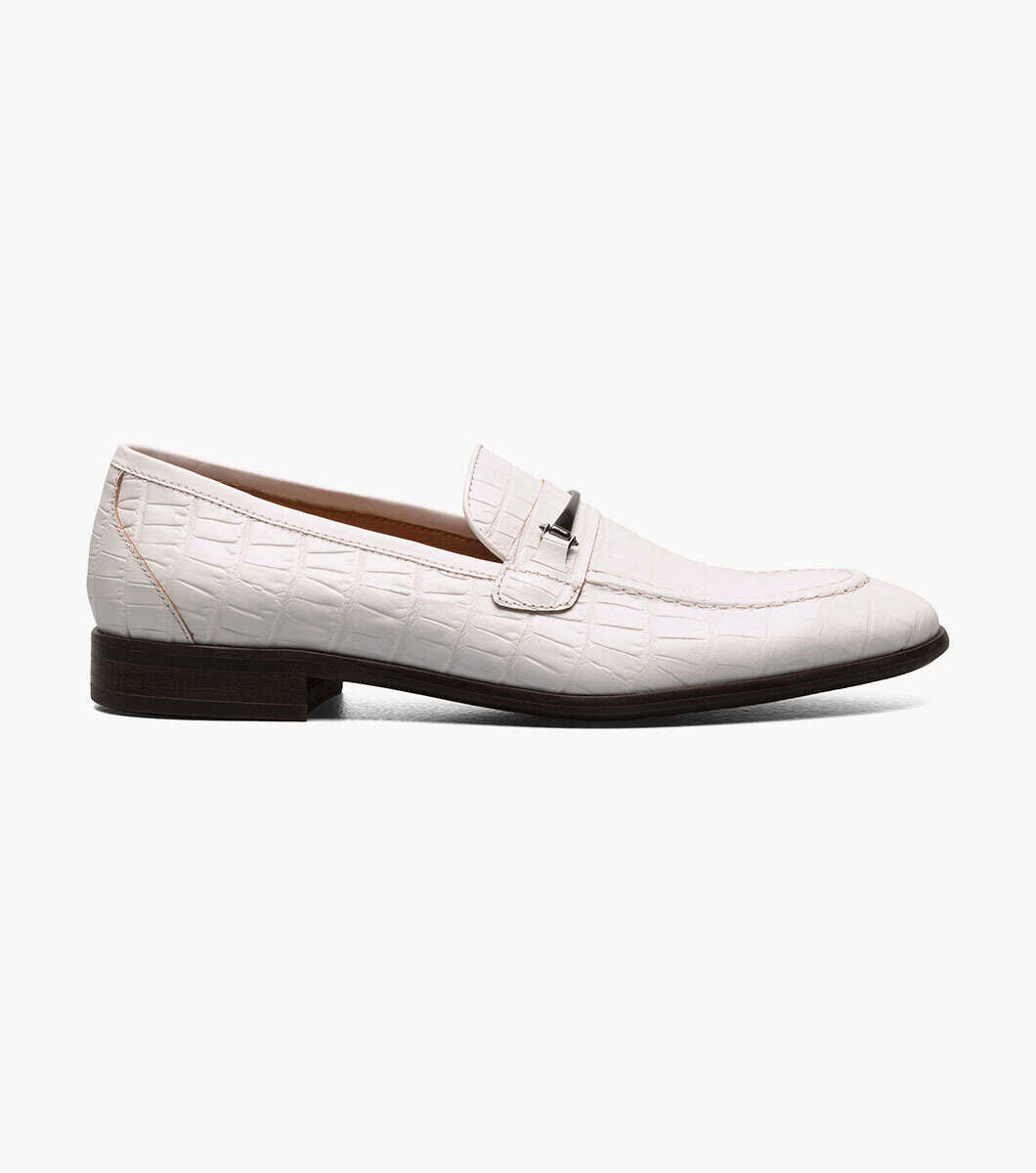 Stacy Adams FERDINAND White Moc Toe Bit Slip On