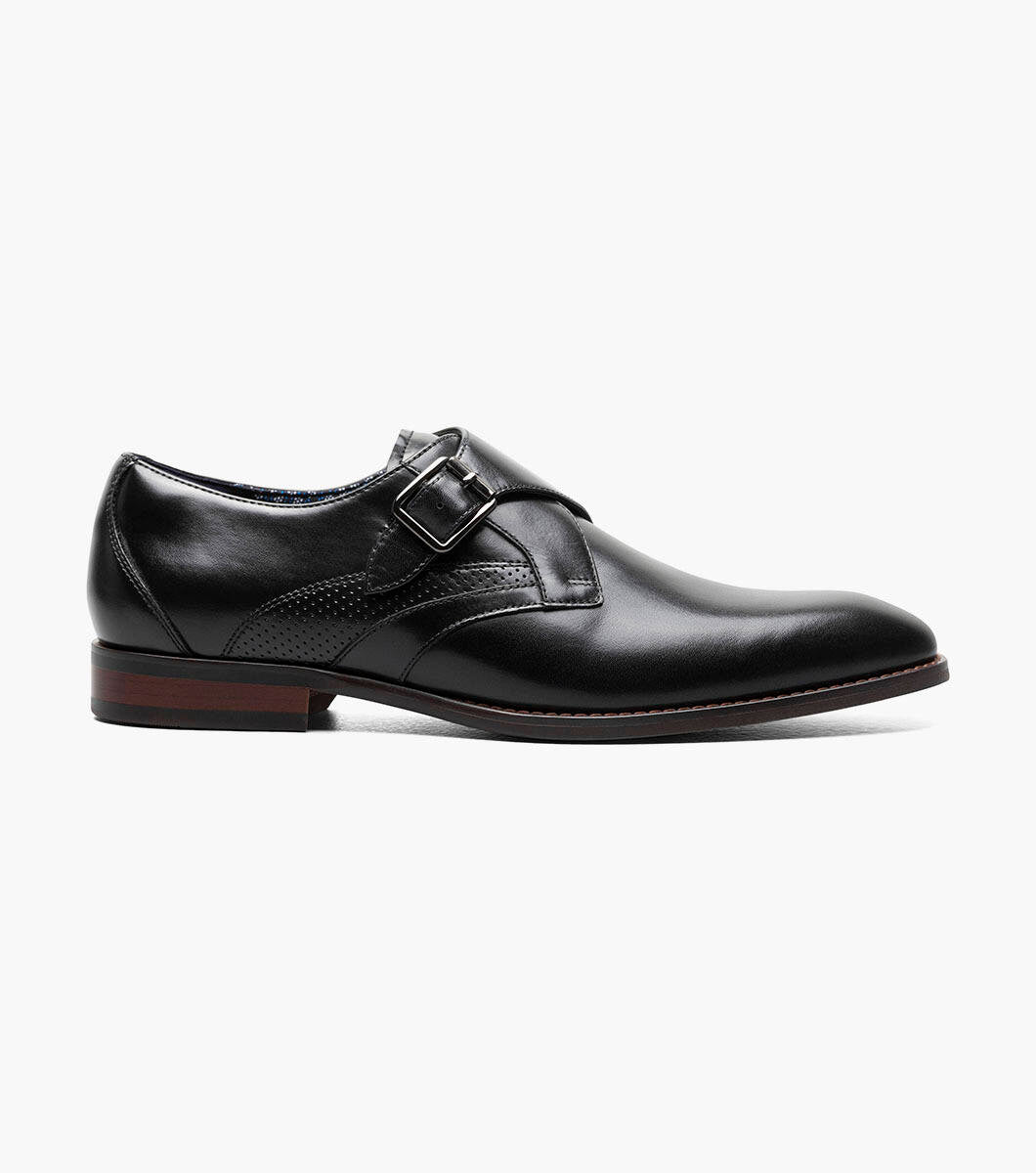 Stacy Adams KARCHER Black Plain Toe Monk Strap