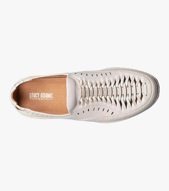 Stacy Adams IBIZA Woven Vamp White Moc Toe Slip On