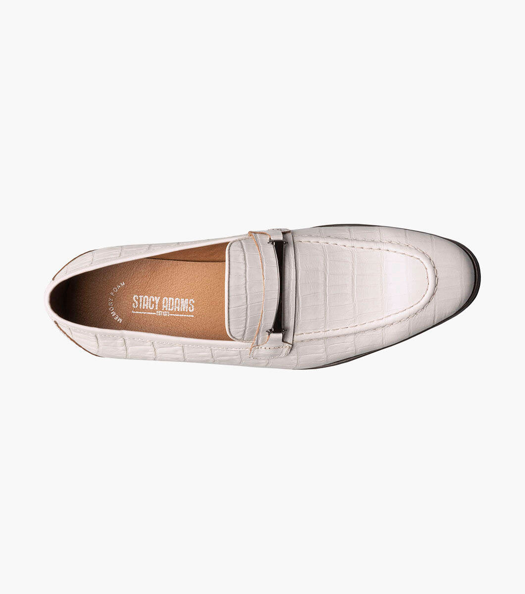 Stacy Adams FERDINAND White Moc Toe Bit Slip On