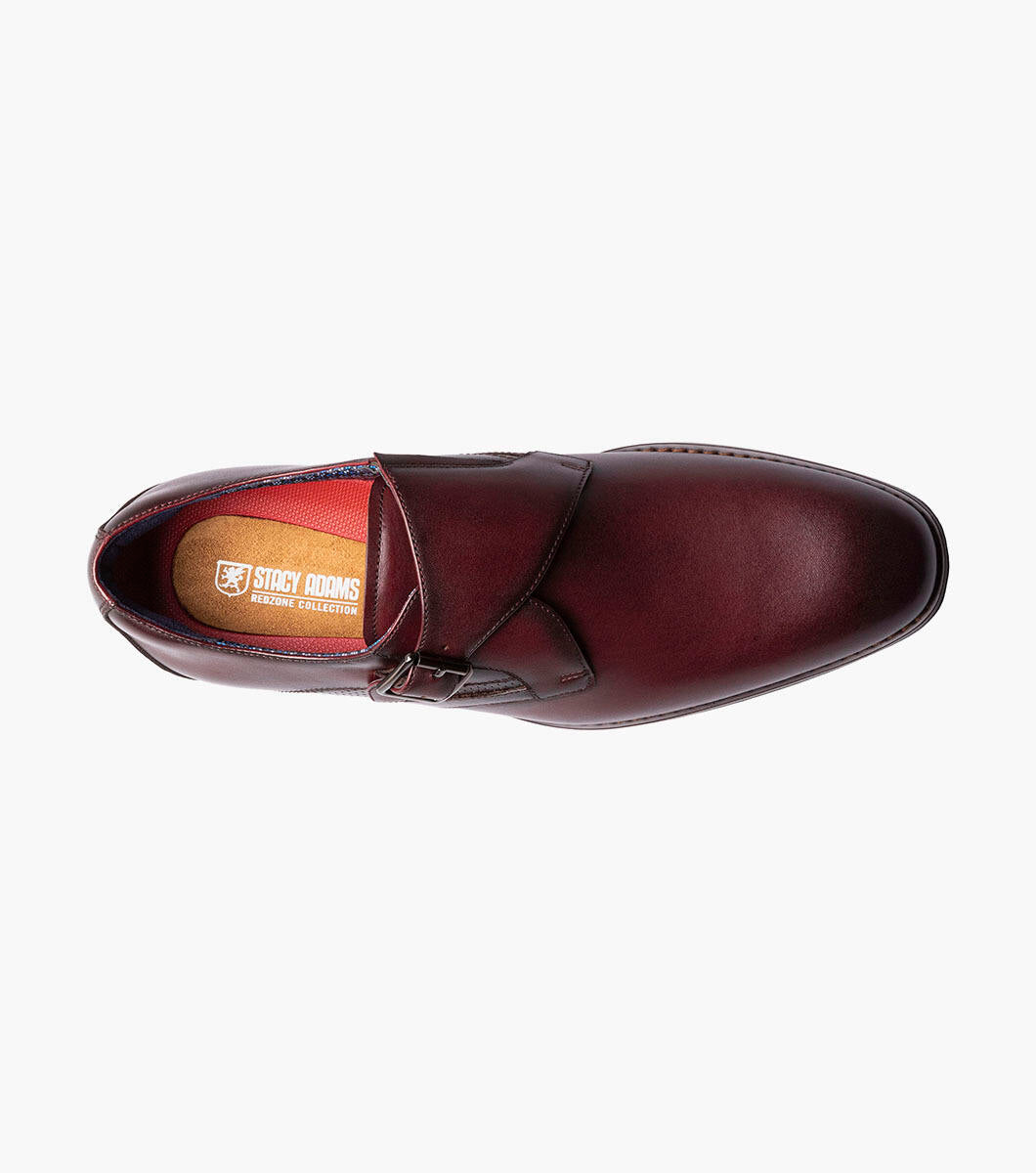 Stacy Adams KARCHER Burgundy Plain Toe Monk Strap