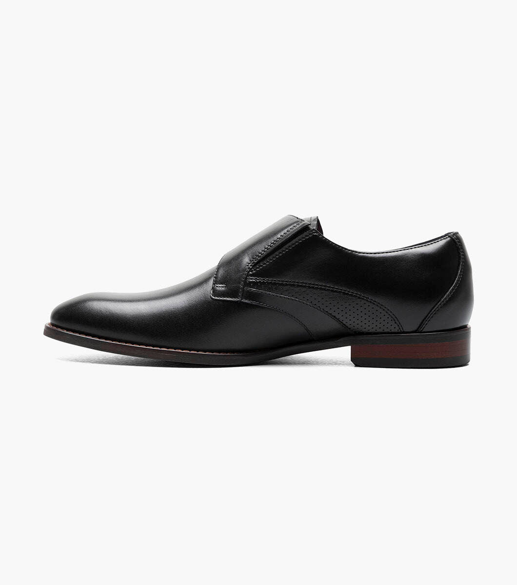 Stacy Adams KARCHER Black Plain Toe Monk Strap