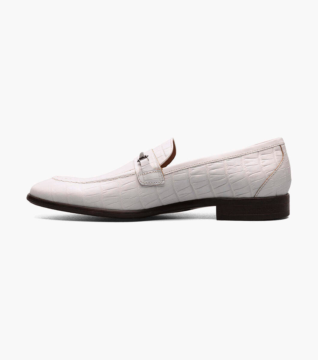 Stacy Adams FERDINAND White Moc Toe Bit Slip On