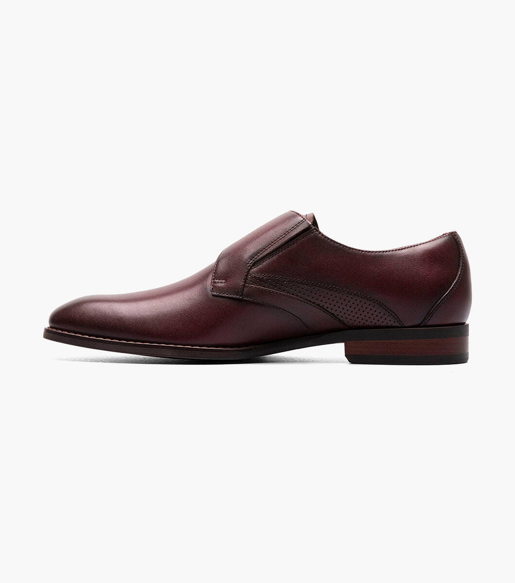 Stacy Adams KARCHER Burgundy Plain Toe Monk Strap