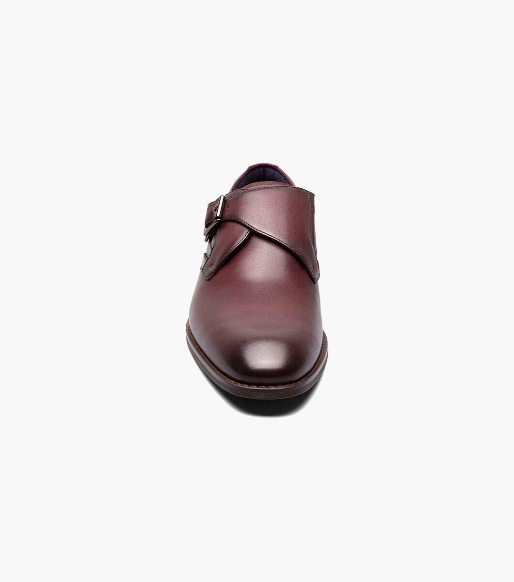 Stacy Adams KARCHER Burgundy Plain Toe Monk Strap