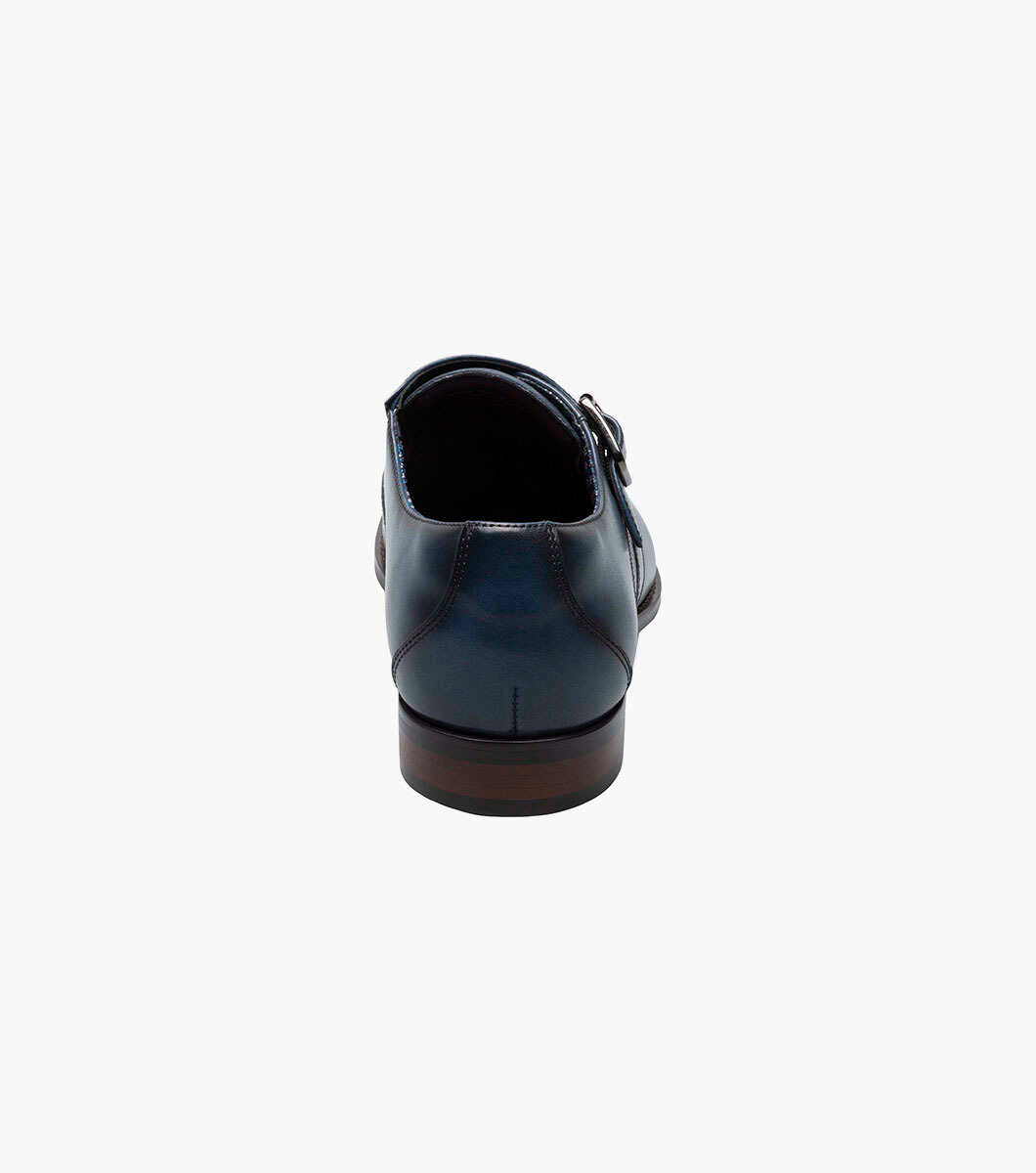 Stacy Adams KARCHER Navy Plain Toe Monk Strap