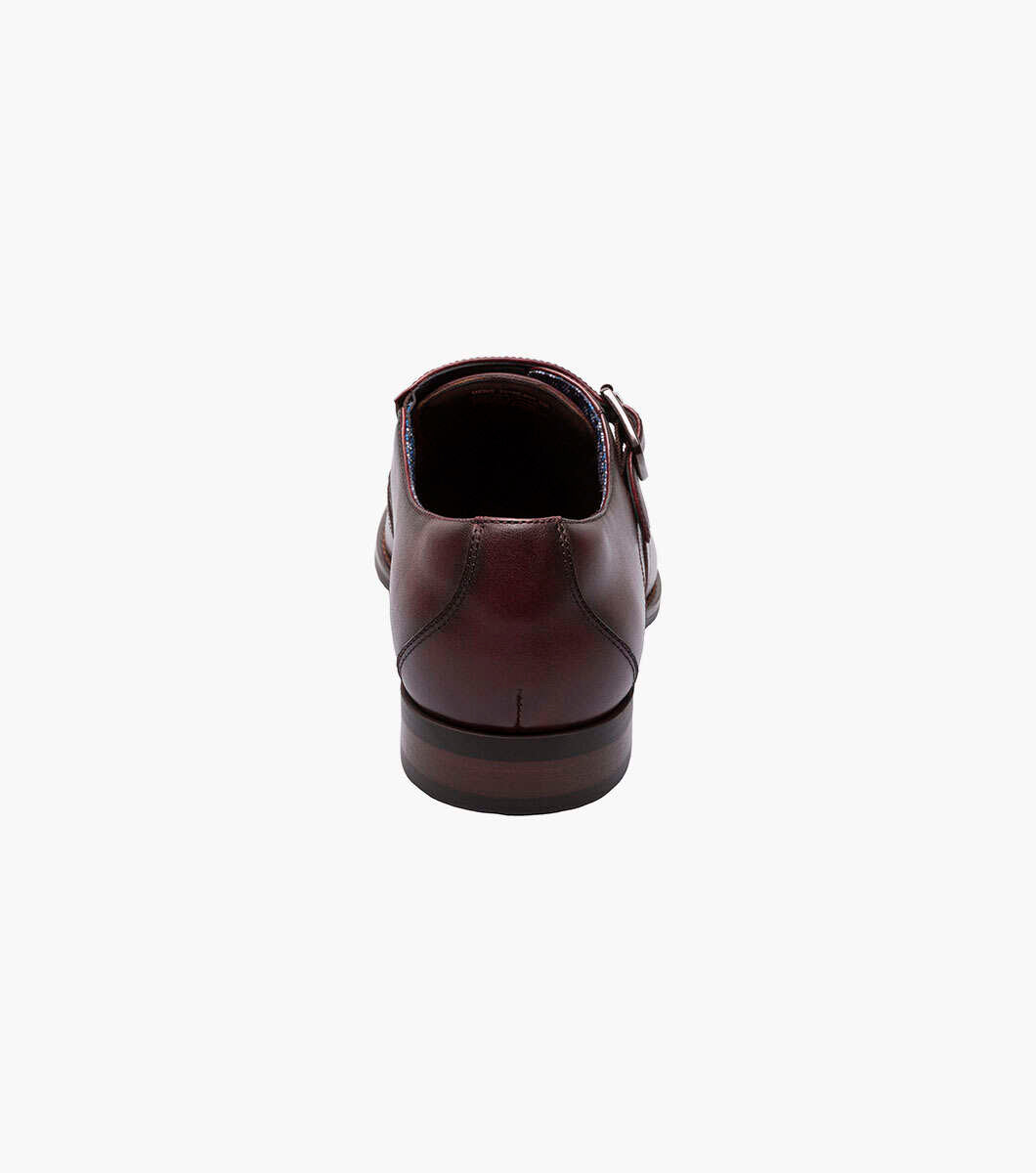 Stacy Adams KARCHER Burgundy Plain Toe Monk Strap