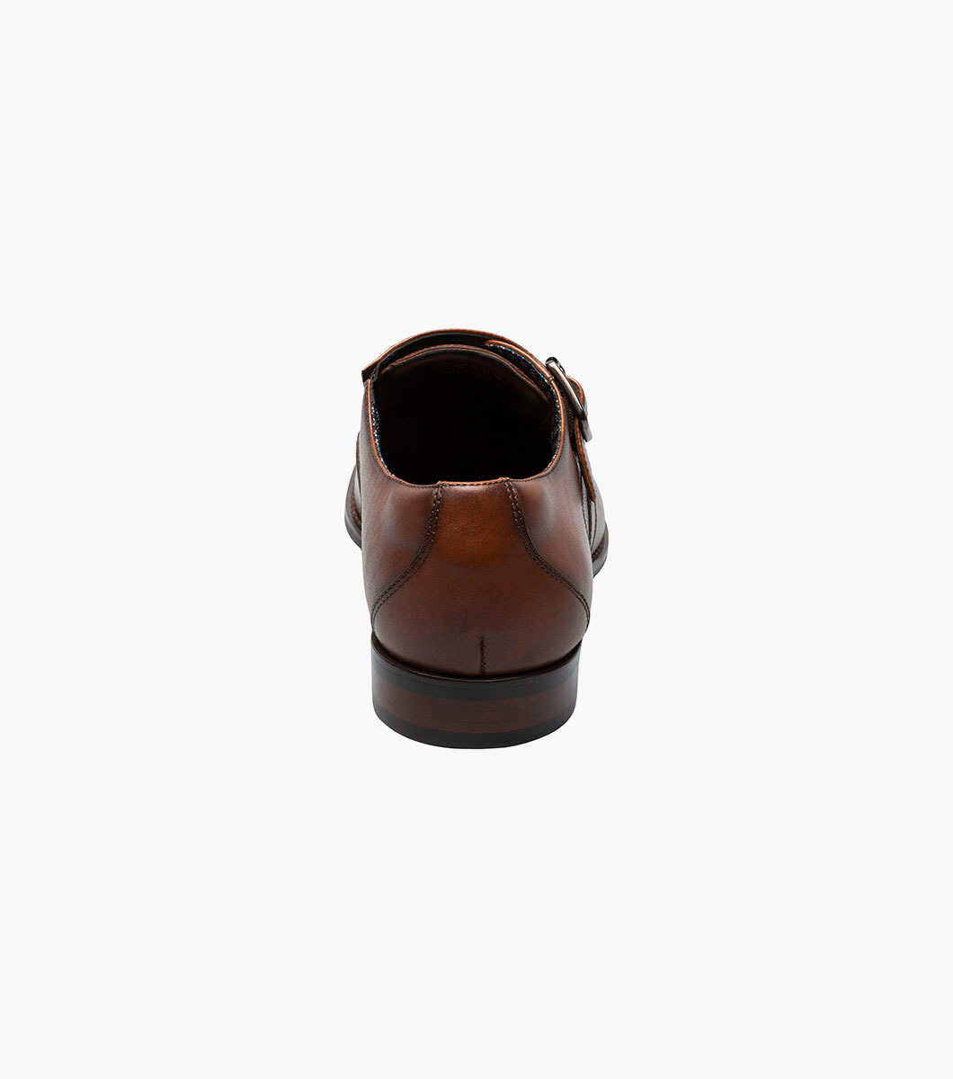 Stacy Adams KARCHER Cognac Plain Toe Monk Strap