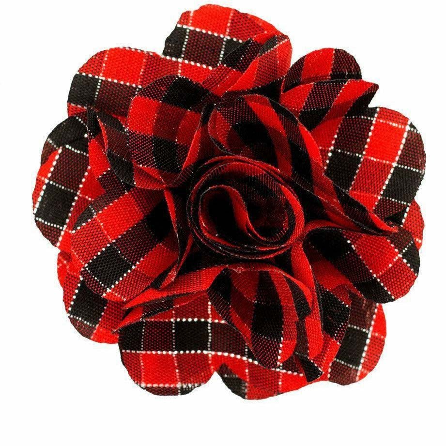 Vittorio Vico Men's Formal Metallic Silver Accent Plaid Flower Lapel Pin: Flower Pin Suit Accessories Pins for Suit or Tuxedo