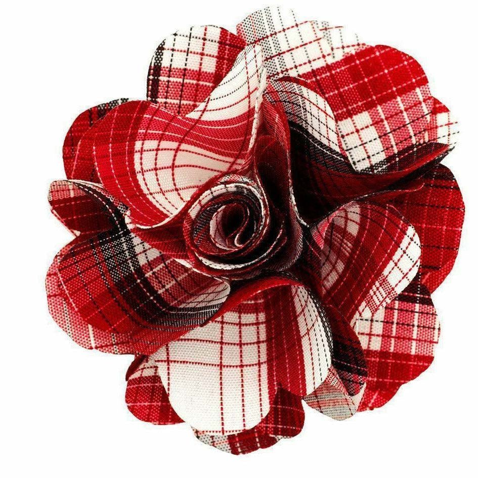 Vittorio Vico Men's Formal Metallic Silver Accent Plaid Flower Lapel Pin: Flower Pin Suit Accessories Pins for Suit or Tuxedo