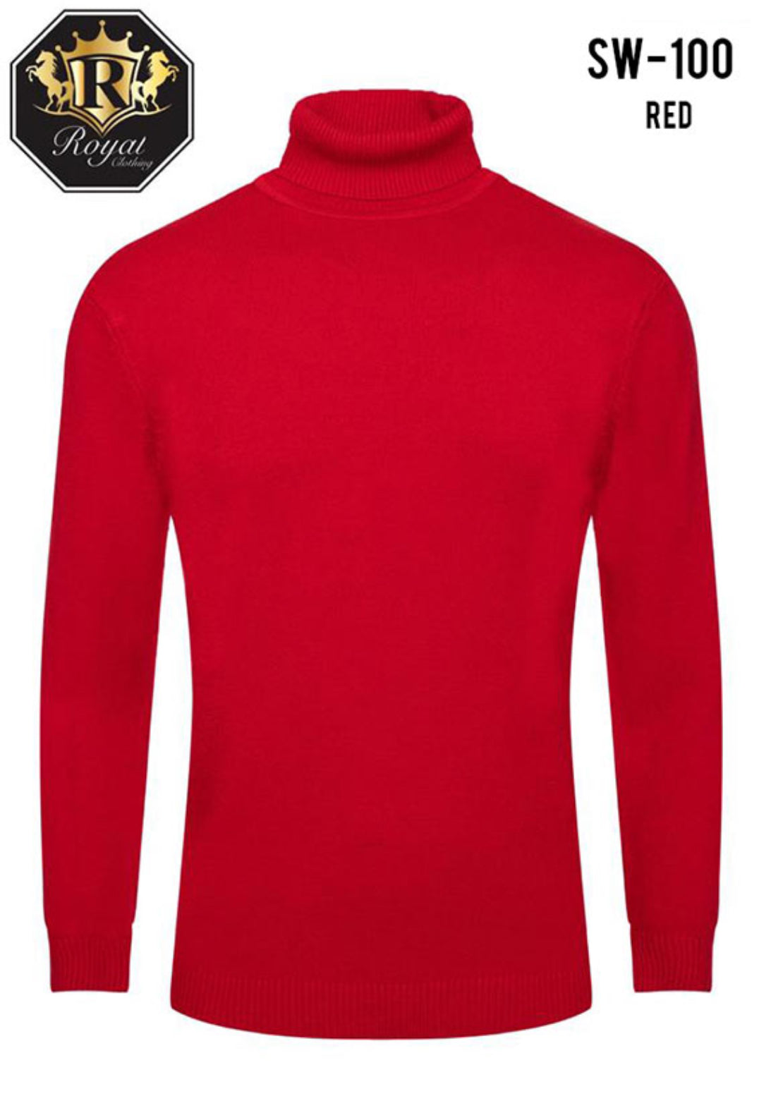 Royal Clothing SW-100 Long Sleeve Turtleneck Sweater | Red