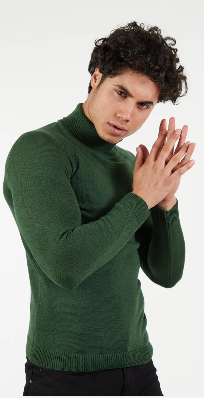 Suslo Couture Turtle Neck Sweater | Hunter Green