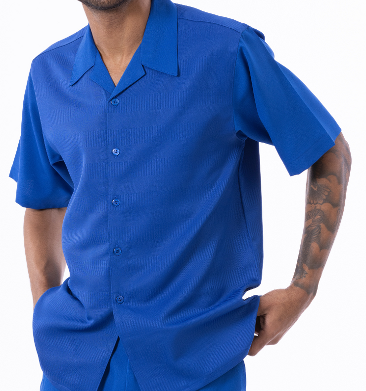 Montique 2311 Men's Walking Suit Cobalt Color Short Sleeve Men's Leisure Suit