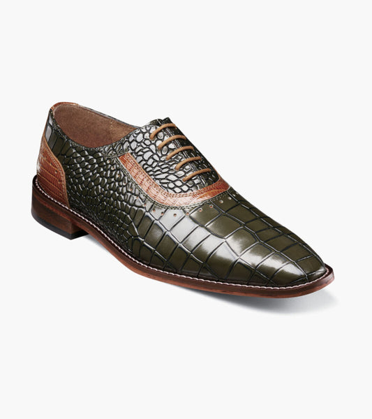 Stacy Adams RICCARDI Olive Multi Plain Toe Oxford WIDE WIDTH