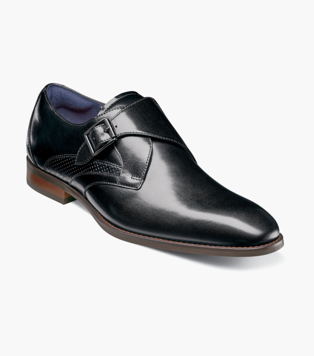 Stacy Adams KARCHER Black Plain Toe Monk Strap