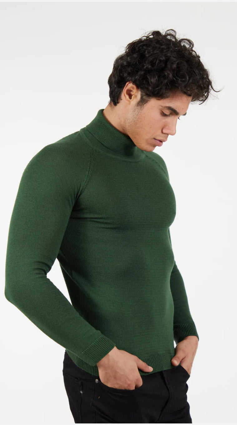 Suslo Couture Turtle Neck Sweater | Hunter Green