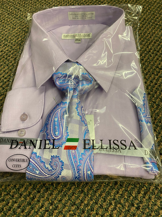 Daniel Ellissa DS3001 Lilac Convertible cuff Men’s Dress Shirt