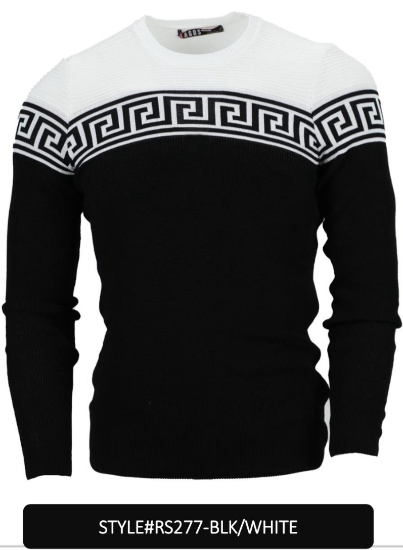 Lagos Red Men's Slim Fit Black/White Sweater | QT