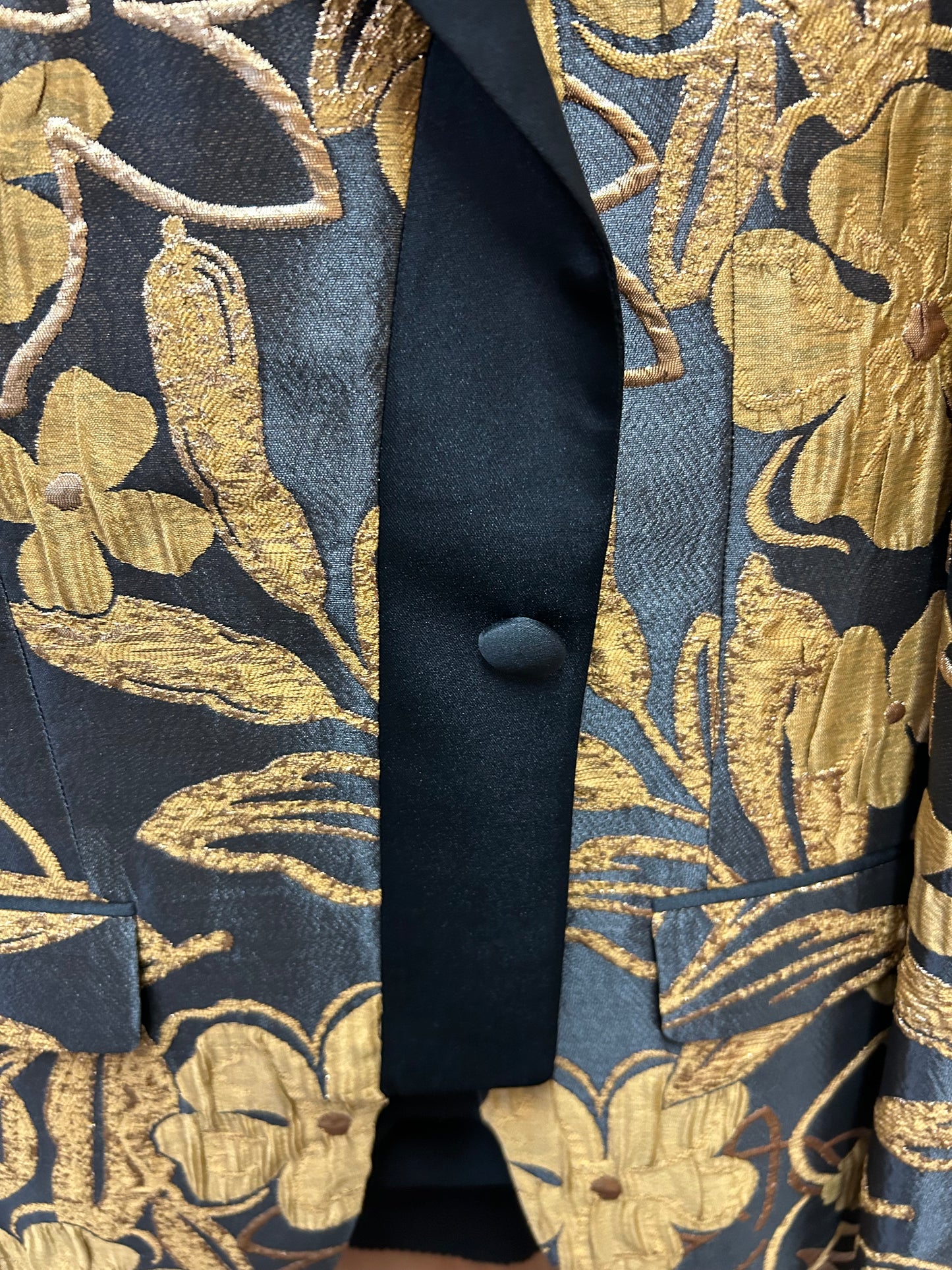 Moda Color Black/Gold Floral Print Turkish 100% Wool Suit