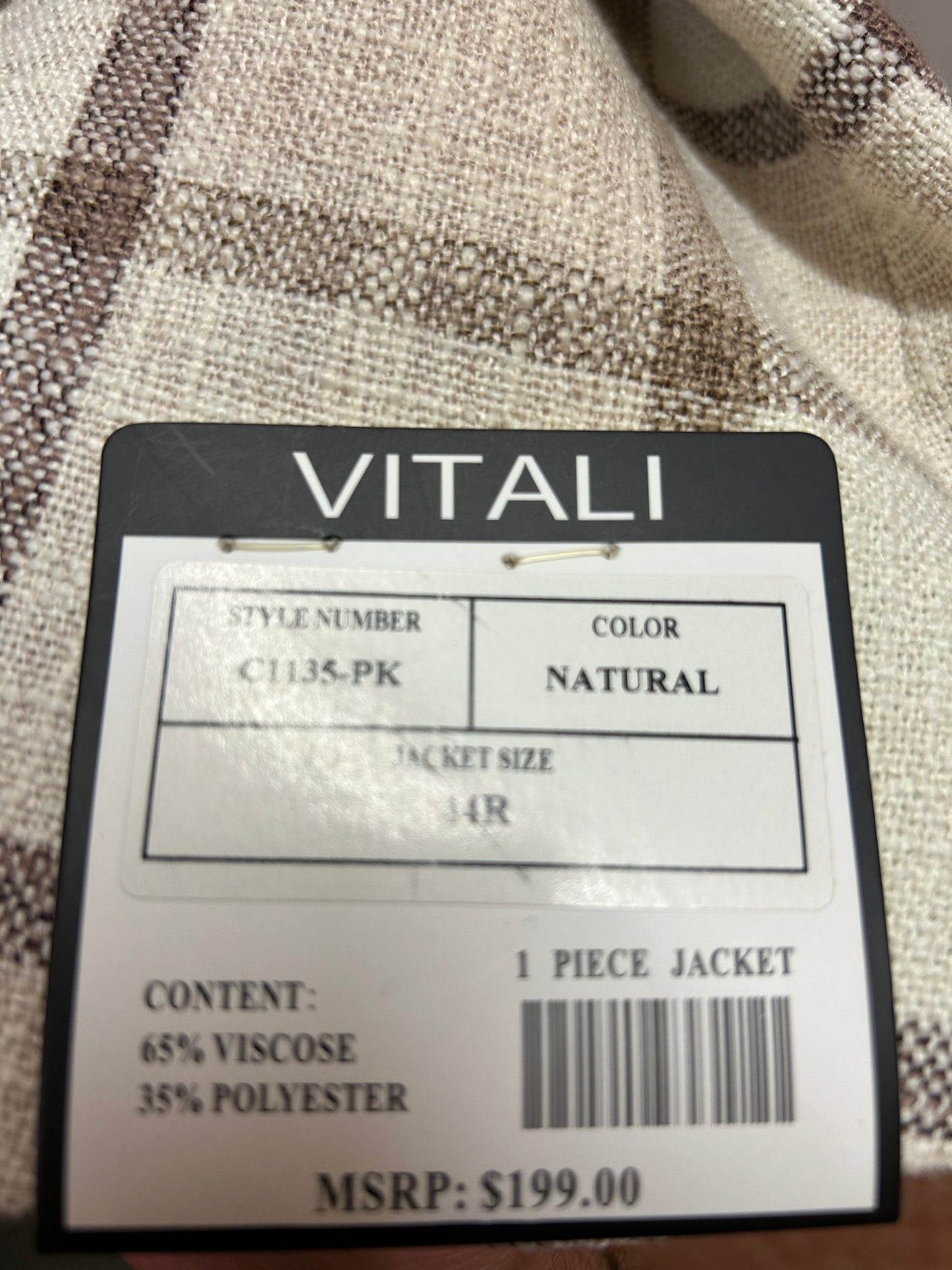 Vitali C1135-PK Natural Checkered 1-Button Blazer/Sports Coat