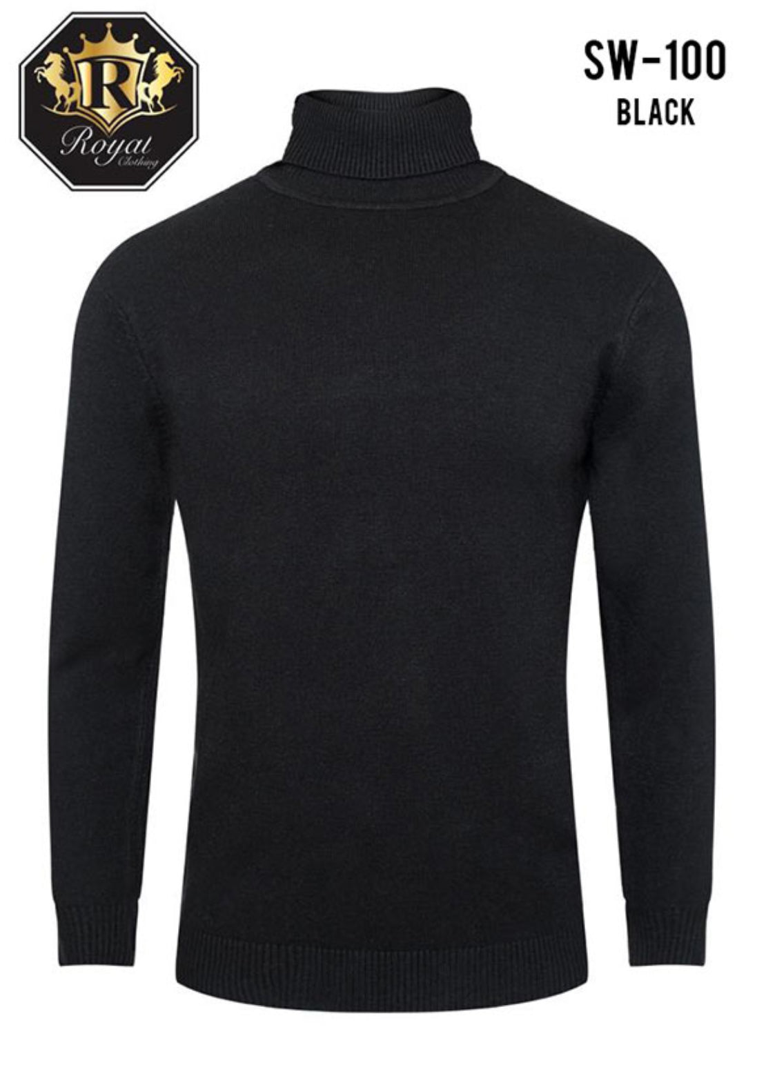 Royal Clothing SW-100 Long Sleeve Turtleneck Sweater | Black