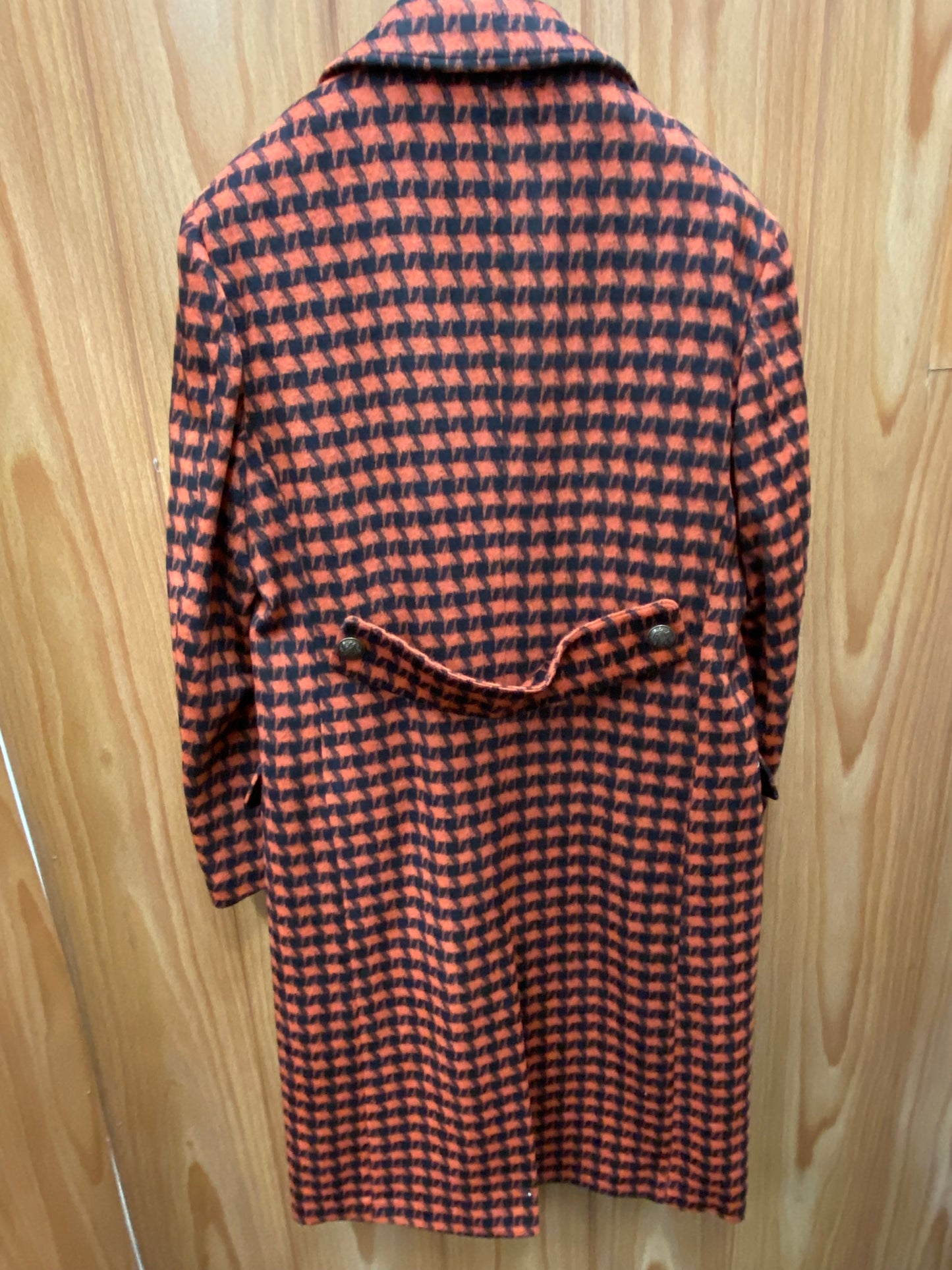 Veno Giovanni CB-8 Rust Houndstooth  Double breasted 100% Wool Overcoat/Topcoat