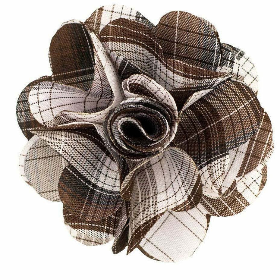 Vittorio Vico Men's Formal Metallic Silver Accent Plaid Flower Lapel Pin: Flower Pin Suit Accessories Pins for Suit or Tuxedo