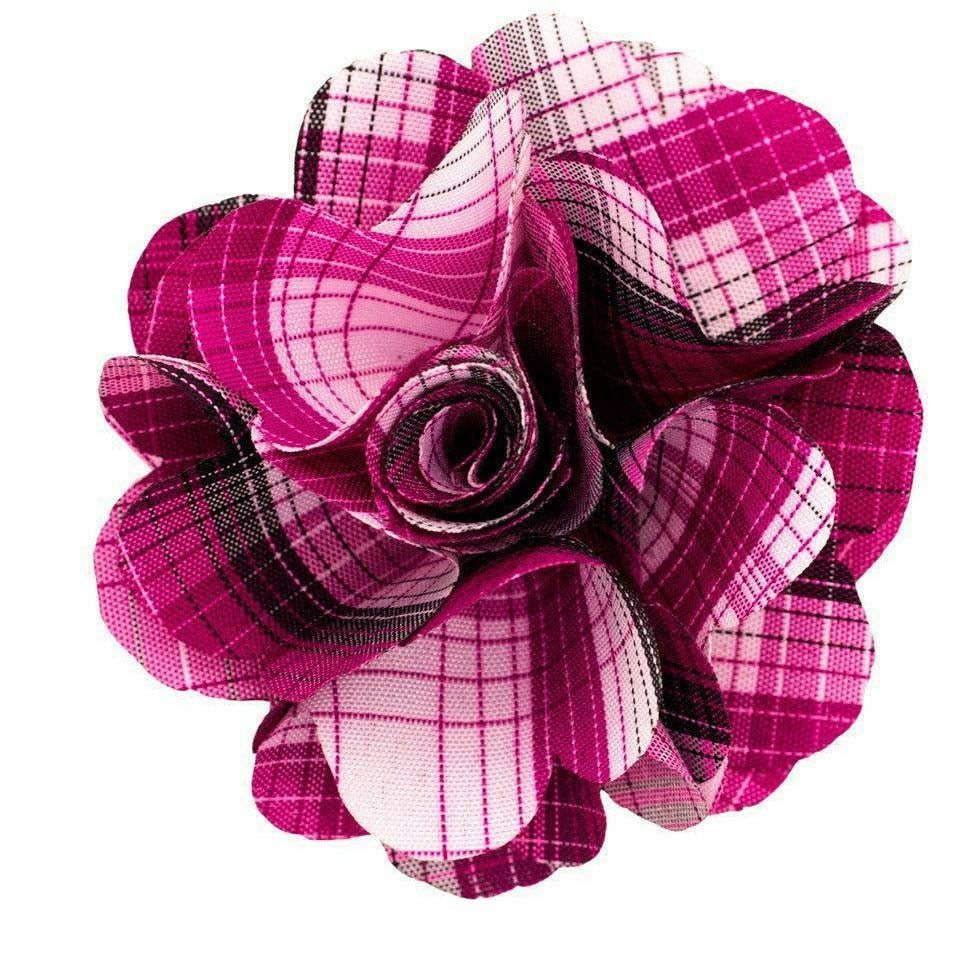 Vittorio Vico Men's Formal Metallic Silver Accent Plaid Flower Lapel Pin: Flower Pin Suit Accessories Pins for Suit or Tuxedo