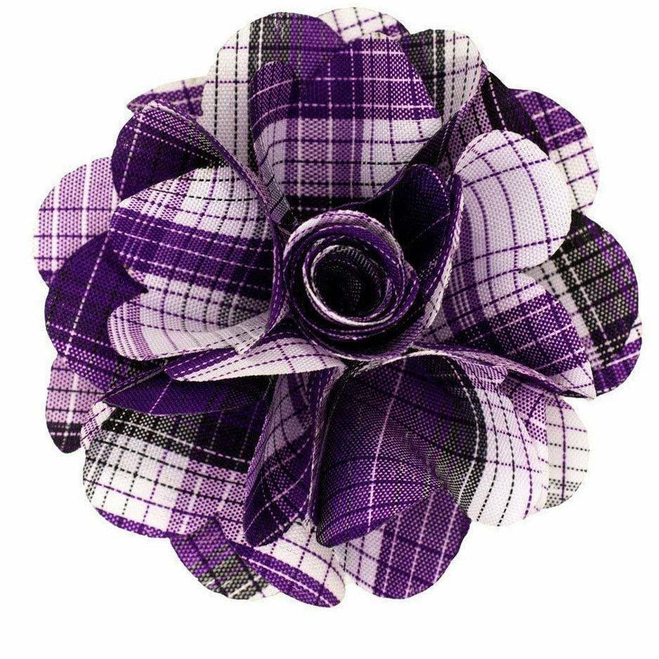 Vittorio Vico Men's Formal Metallic Silver Accent Plaid Flower Lapel Pin: Flower Pin Suit Accessories Pins for Suit or Tuxedo