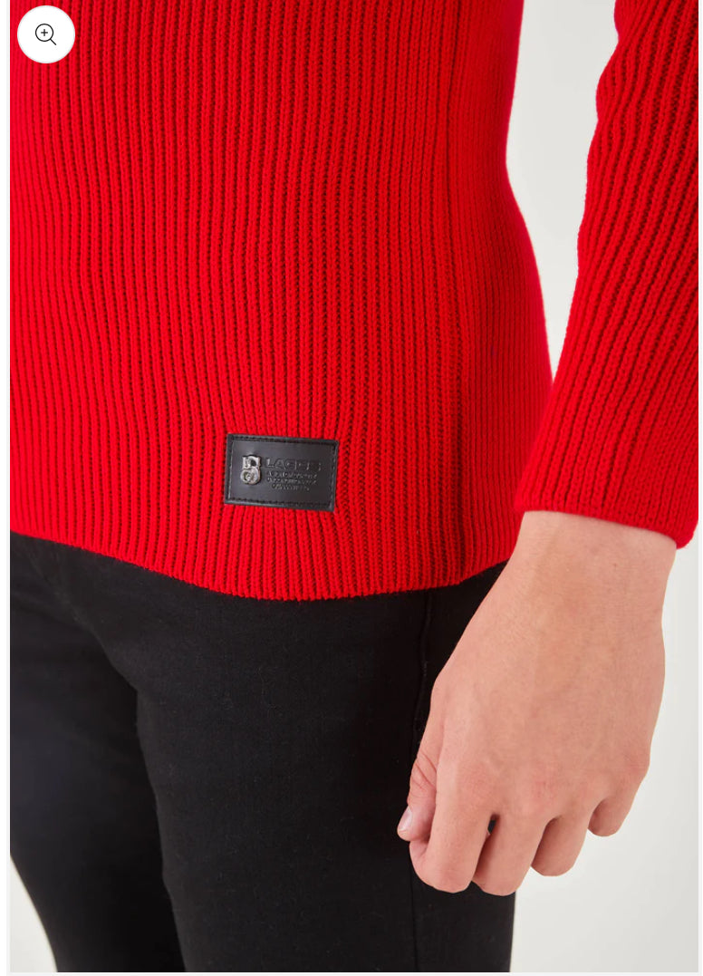 Suslo Couture Men's Black & Red Pullover Sweater | Meander Print