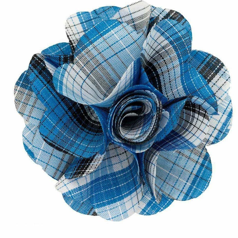 Vittorio Vico Men's Formal Metallic Silver Accent Plaid Flower Lapel Pin: Flower Pin Suit Accessories Pins for Suit or Tuxedo