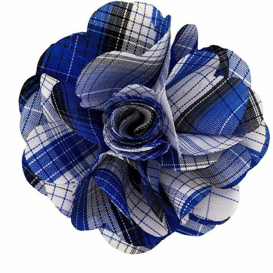 Vittorio Vico Men's Formal Metallic Silver Accent Plaid Flower Lapel Pin: Flower Pin Suit Accessories Pins for Suit or Tuxedo