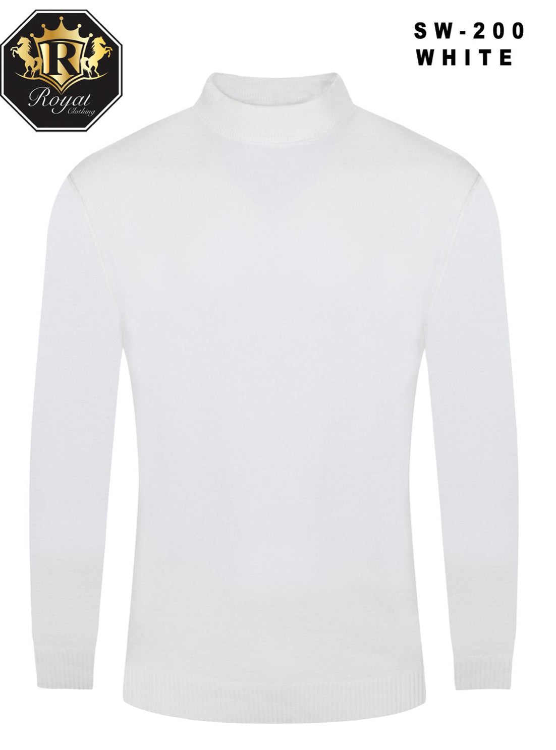 Royal Clothing SW-20 Long Sleeve Mock Neck Sweater | White