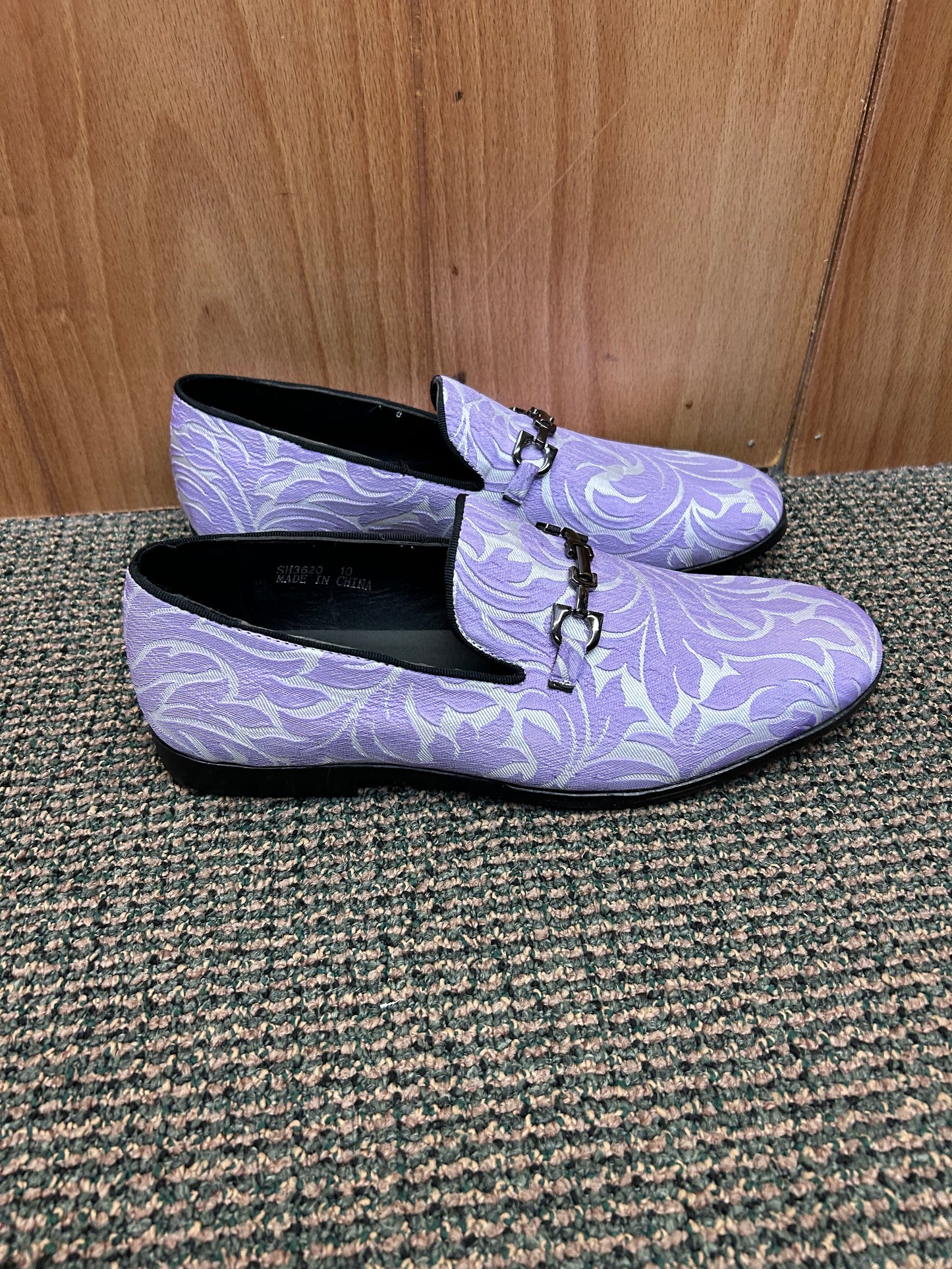 Successos SH3620 Lilac Floral Print Red Bottom Smoking Slip-on Dress Shoes Sizes 7-15