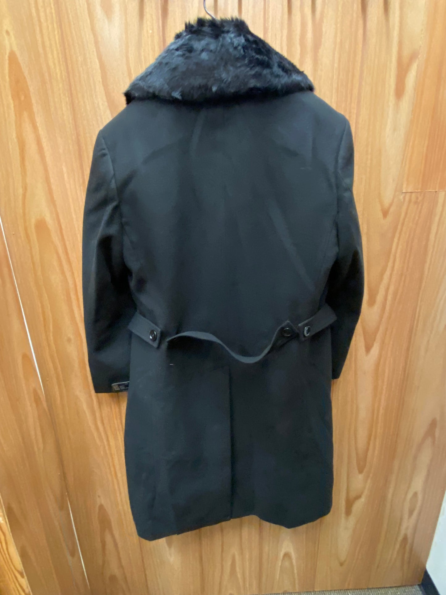 Vella Black V7010 Fur Collar Overcoat/Topcoat