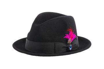 Ferrecci Brooks Soft 100% Australian Wool Felt Body with Removable Feather Fully Crushable black hat Great for Travel