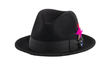 Ferrecci Brooks Soft 100% Australian Wool Felt Body with Removable Feather Fully Crushable black hat Great for Travel