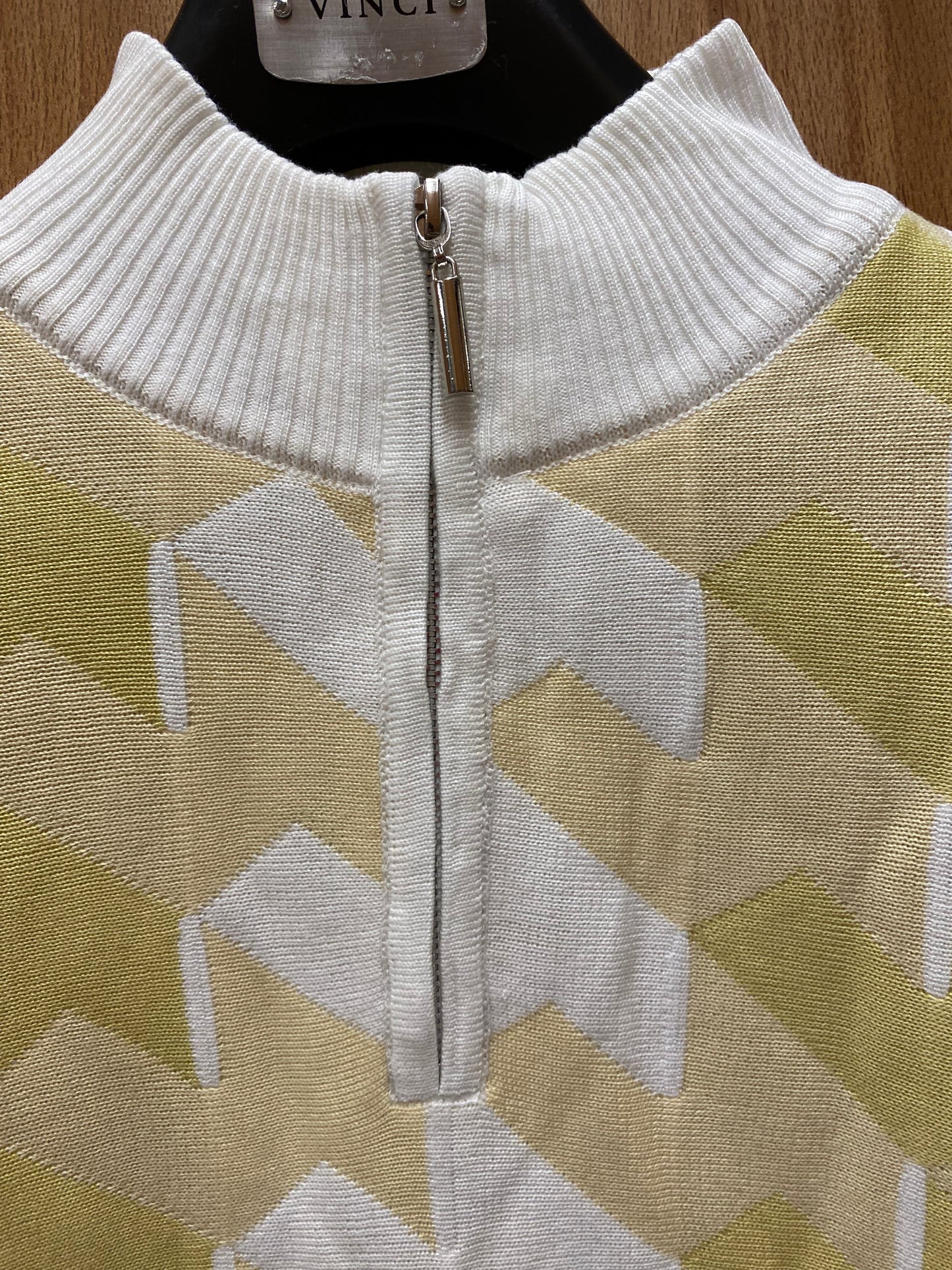 Stacy Adams 5104 Yellow/White Geometric Print Sweater | Quarter Zip