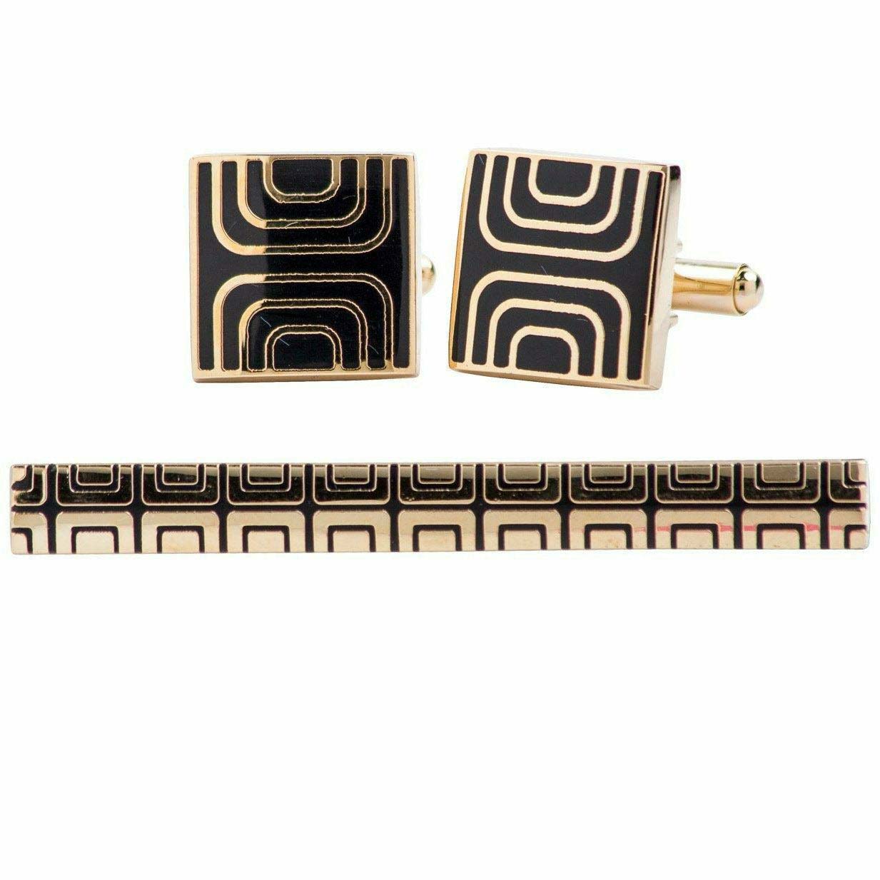 Vittorio Vico Plain Gold Cufflinks & Tie Bar Set