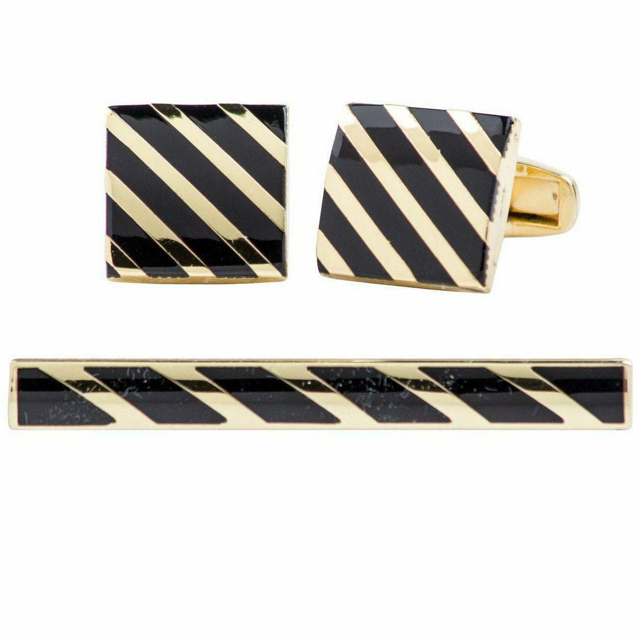 Vittorio Vico Plain Gold Cufflinks & Tie Bar Set