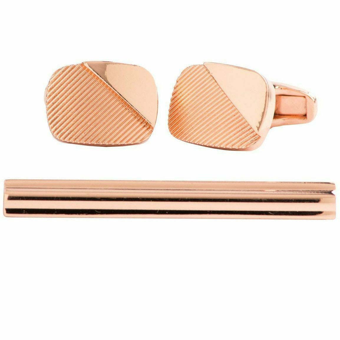 Vittorio Vico Plain Gold Cufflinks & Tie Bar Set