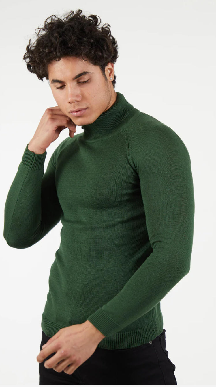 Suslo Couture Turtle Neck Sweater | Hunter Green