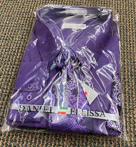 Daniel Ellissa DS3001 Purple Convertible cuff Men’s Dress Shirt