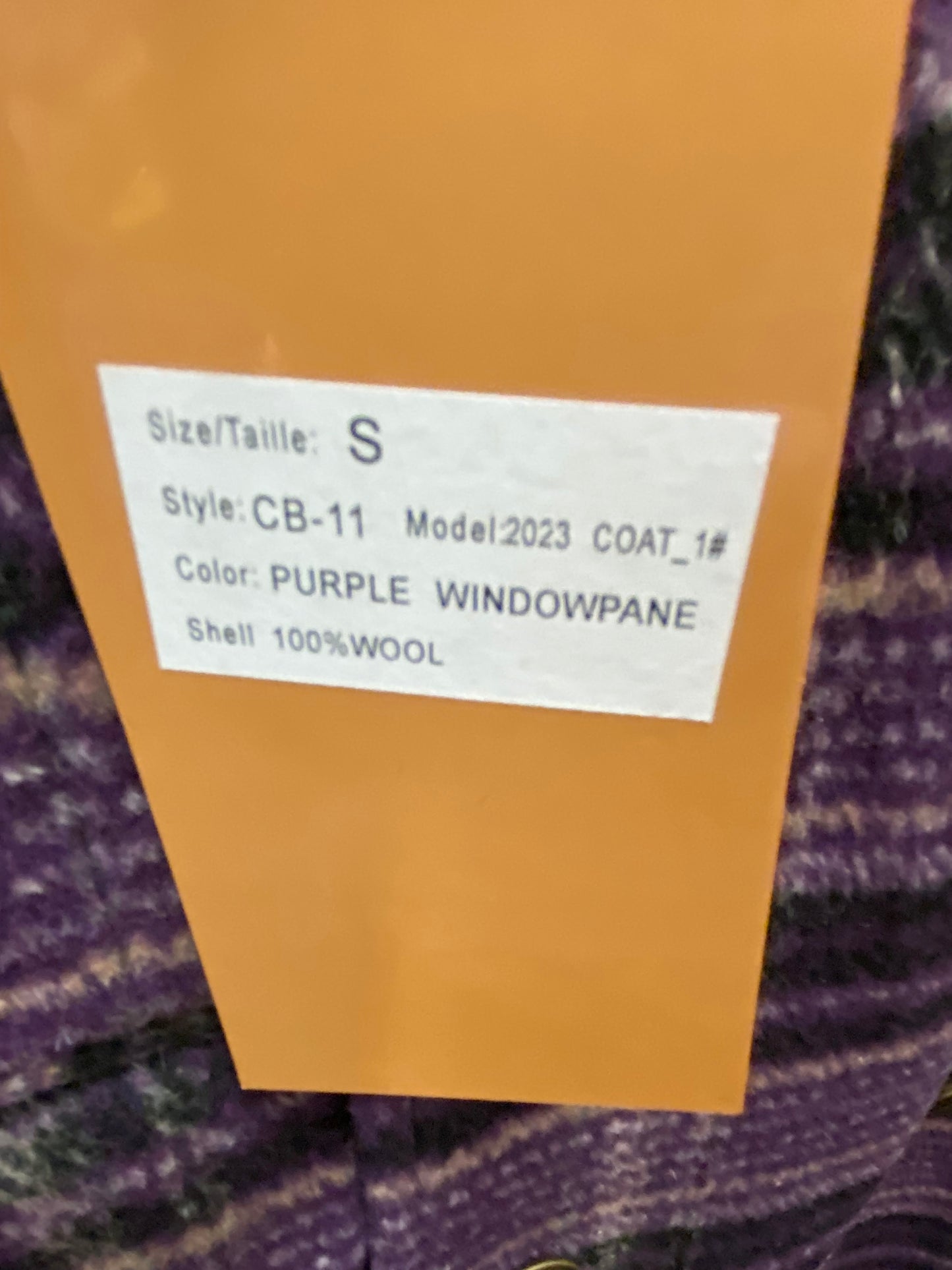 Veno Giovanni CB-11 Purple Windowpane Double breasted 100% Wool Overcoat/Topcoat