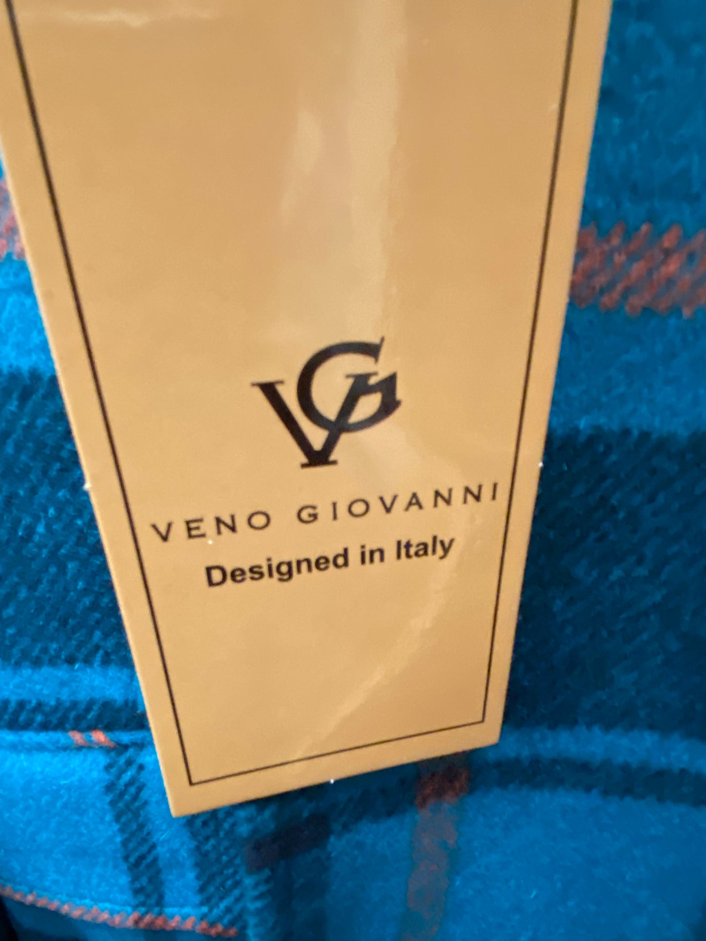 Veno Giovanni CB-9 Blue Windowpane Double breasted 100% Wool Overcoat/Topcoat