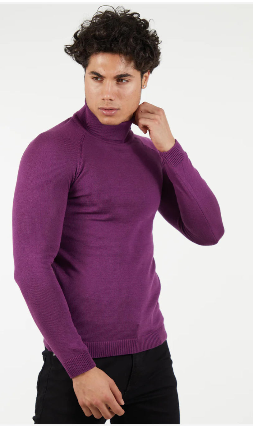 Suslo Couture Turtle Neck Sweater | Purple/eggplant color