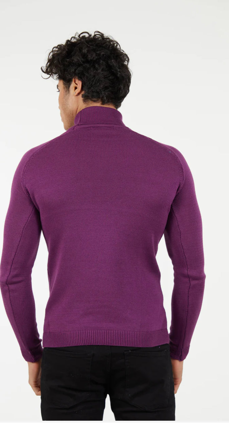 Suslo Couture Turtle Neck Sweater | Purple/eggplant color