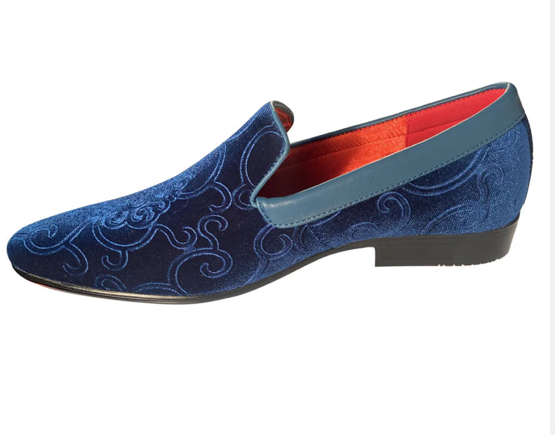 After Midnite Smoking Slip-on Teal Blue Paisley Print Slip-on Men’s Dress Shoes Style # 6910